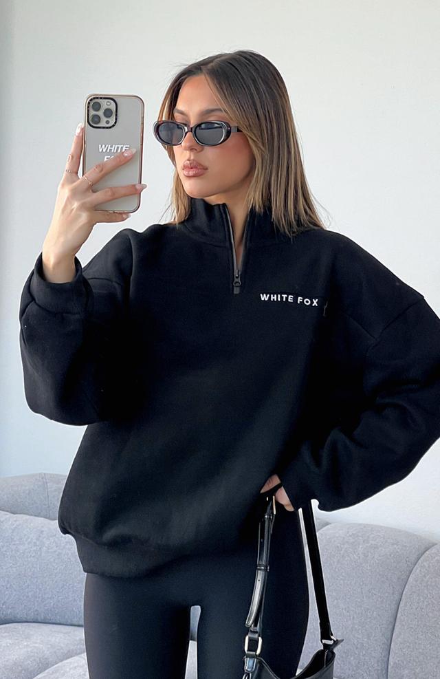 Where Did You Go Zip Front Sweater Black Product Image