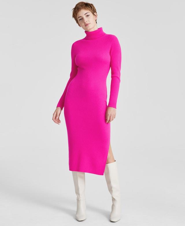 Charter Club Womens 100% Cashmere Turtleneck Midi Sweater Dress, Regular & Petites, Created for Macys Product Image