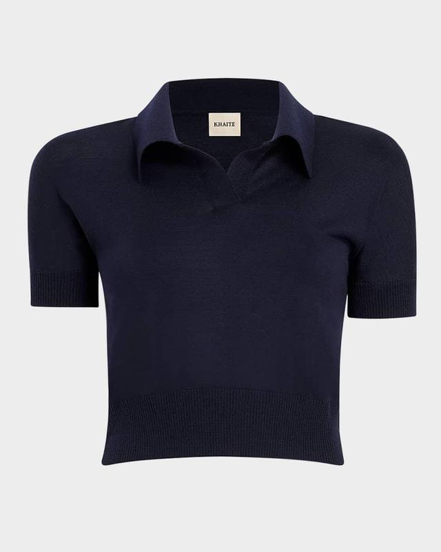 Morgane Short-Sleeve Crop Polo Top Product Image