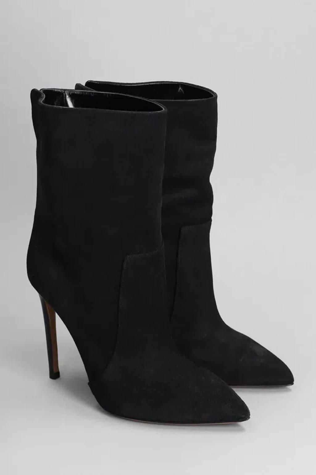 High Heels Ankle Boots In Black Suede Product Image