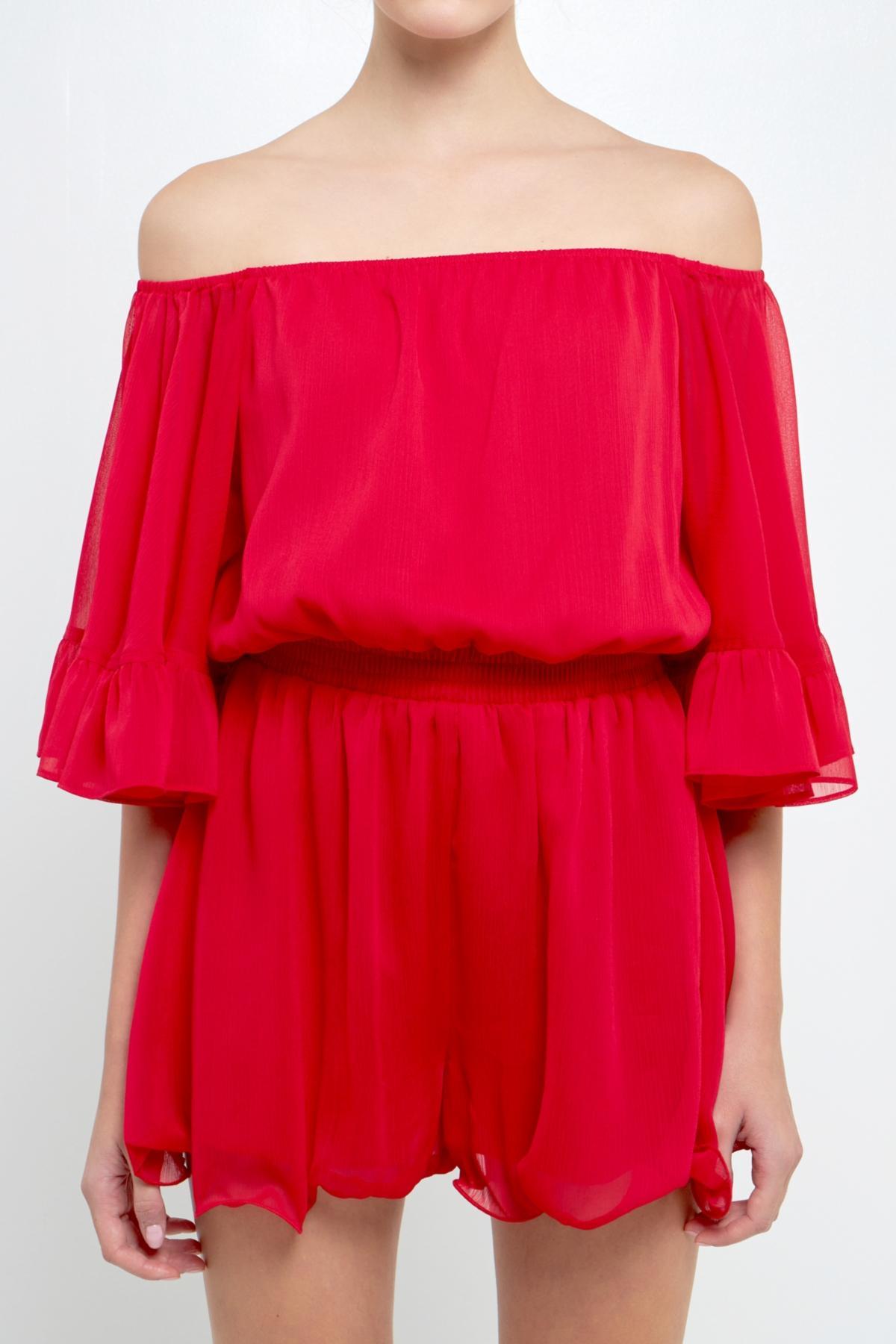 endless rose Womens Ruffled Sleeve Romper Product Image