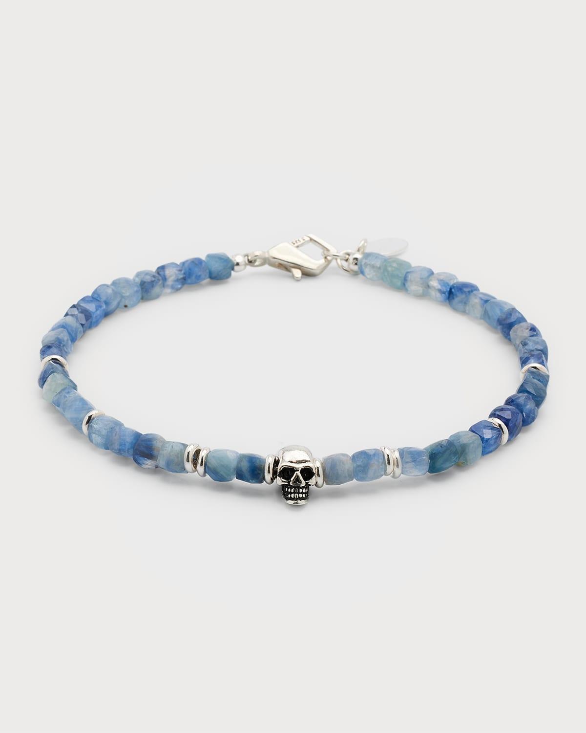 Mens Skull Gemstone Beaded Bracelet Product Image