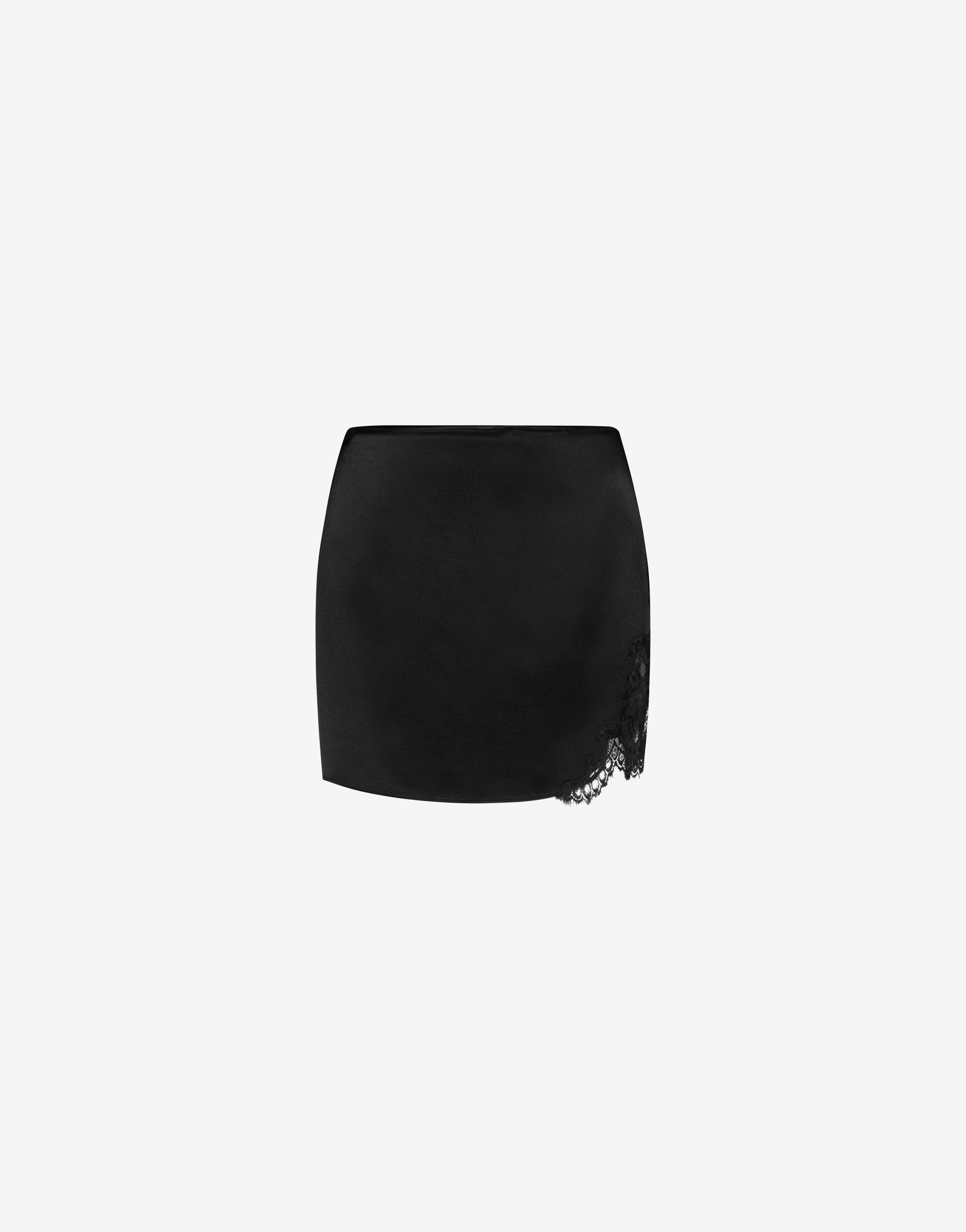 Mini skirt in satin with lace Product Image