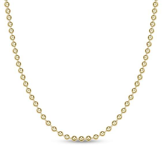 Men's 6.0mm Bead Gold-Tone Chain Necklace in Solid Stainless Steel with Yellow Ion-Plate - 24" Product Image