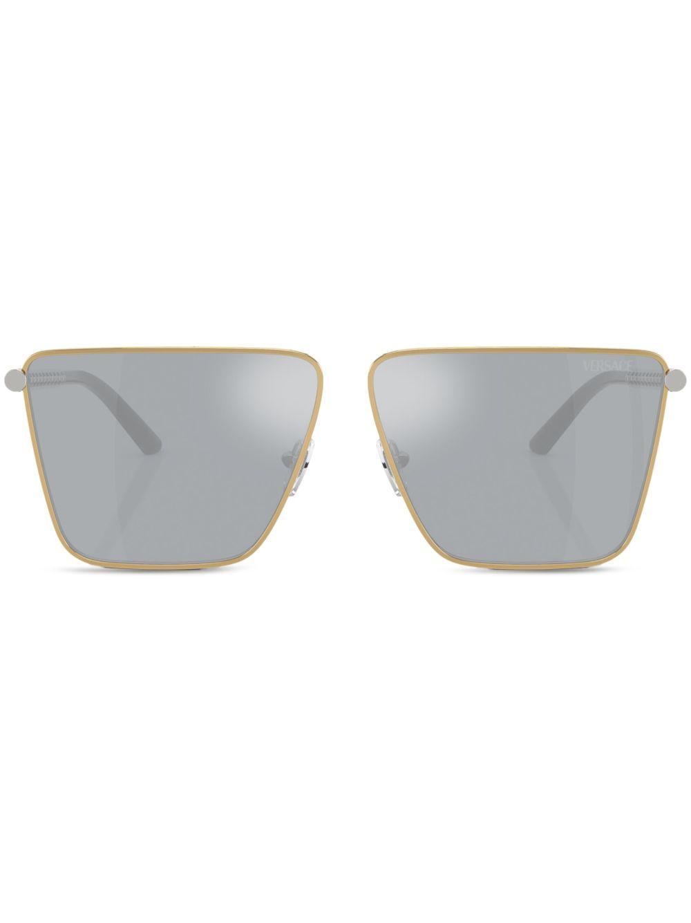 VERSACE Tubular Greca Square-frame Sunglasses In Gold Product Image