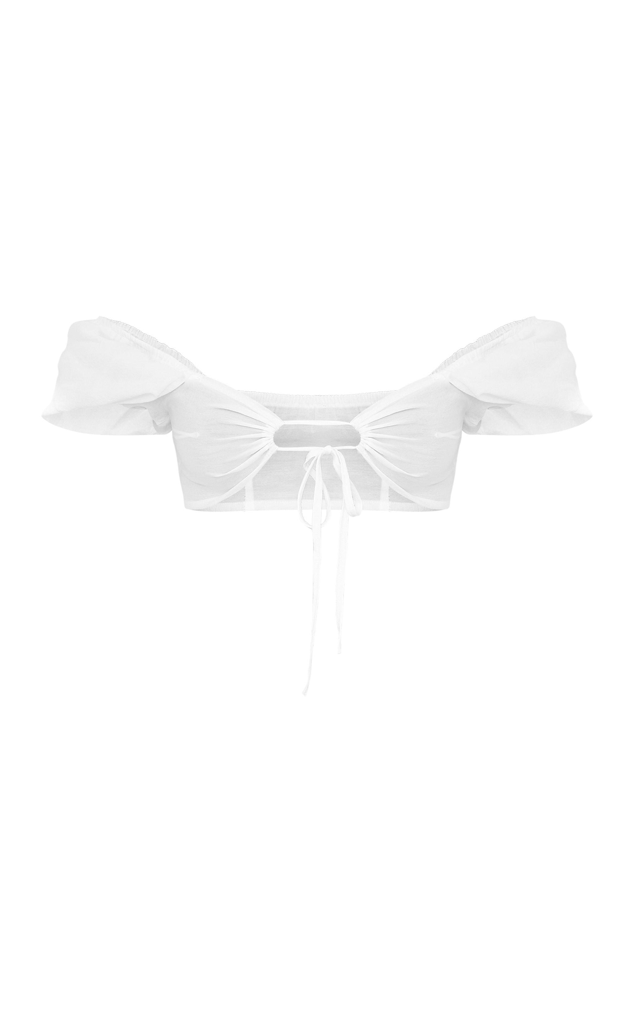 White Bandeau Tie Detail Crop Top Product Image