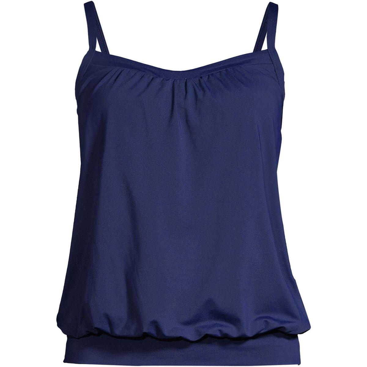 Lands End Petite Blouson Tummy Hiding Tankini Swimsuit Top Adjustable Straps Product Image