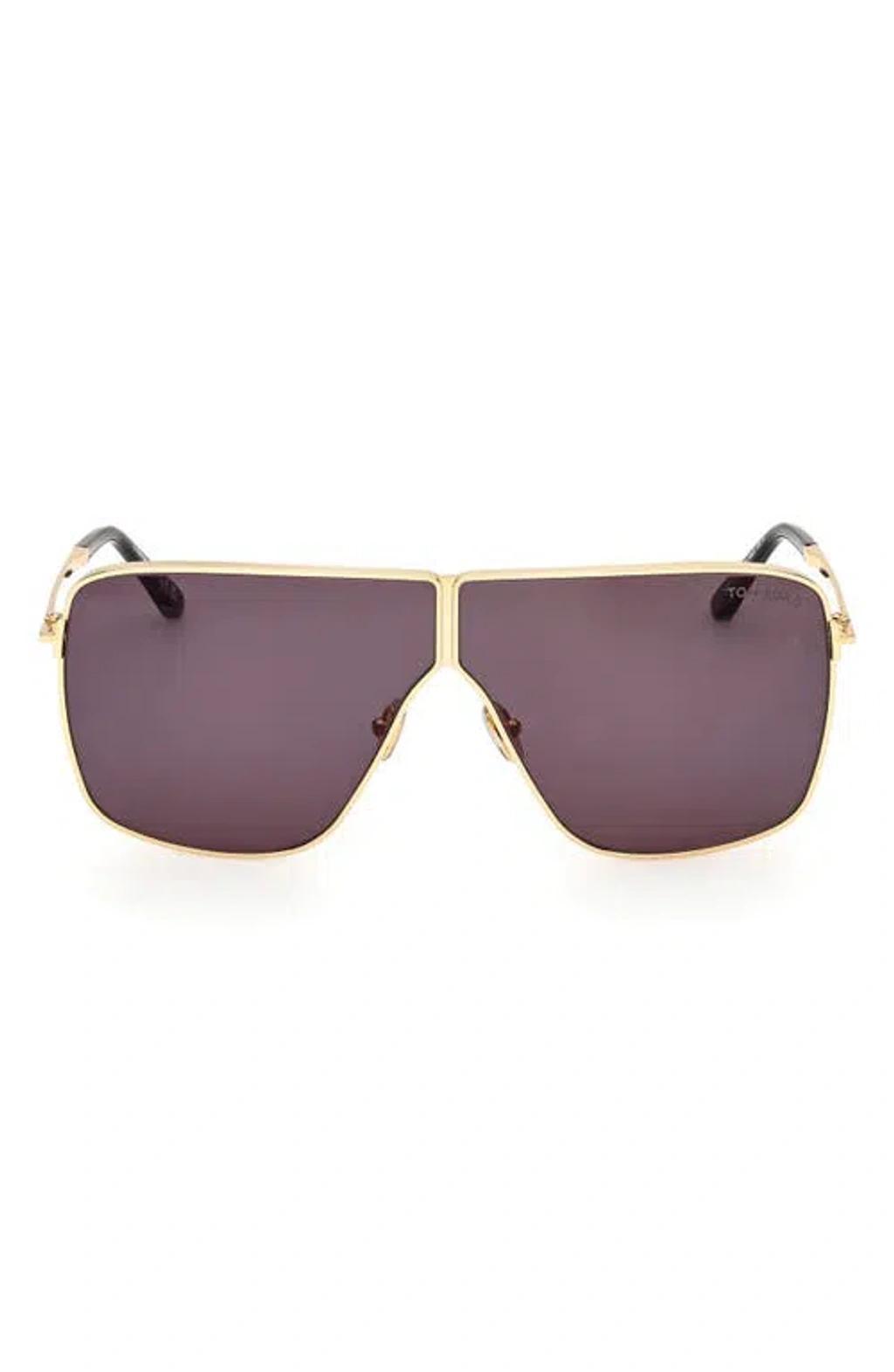 TOM FORD Huxley 68mm Oversize Navigator Sunglasses In Shiny Deep Gold/smoke Product Image