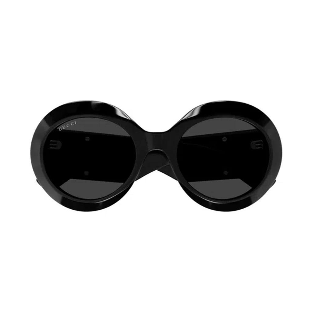 GUCCI Beveled Acetate Round Sunglasses In Black Grey Product Image