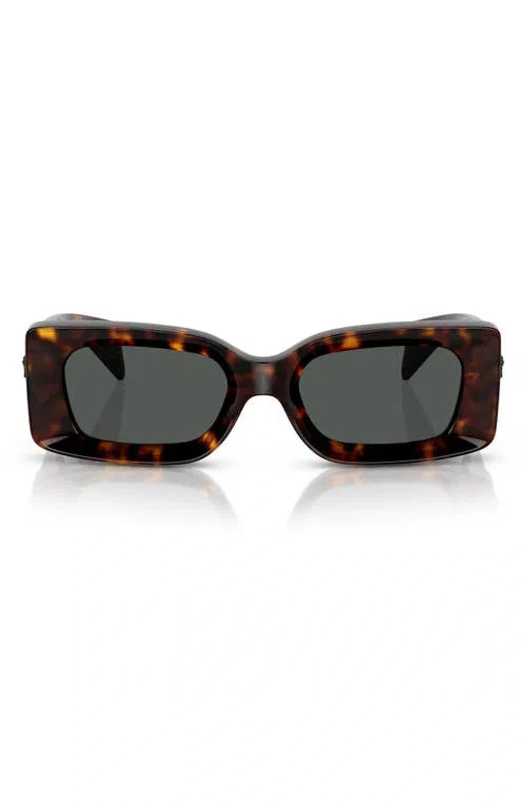 VERSACE 52mm Rectangular Sunglasses In Havana Product Image