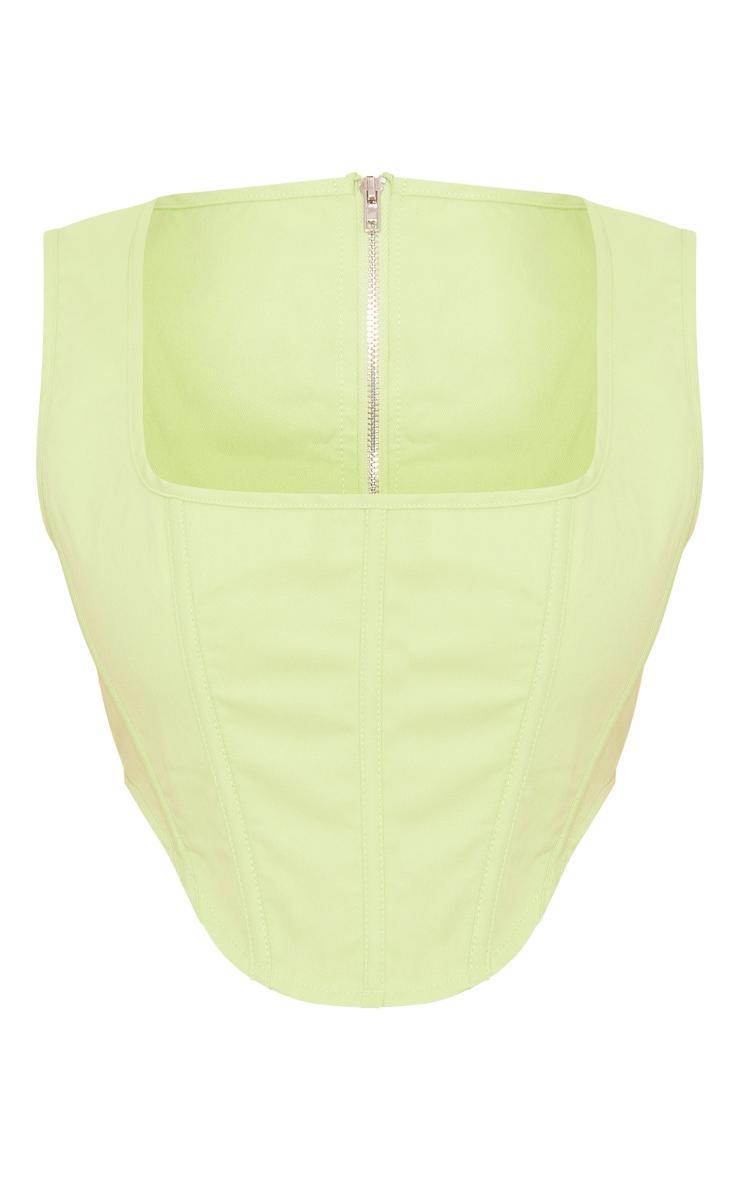 Lime Stretch Woven Boned Corset Crop Top Product Image