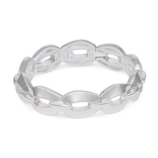 Napier Silver Tone Traces Link Stretch Bracelet, Womens Product Image