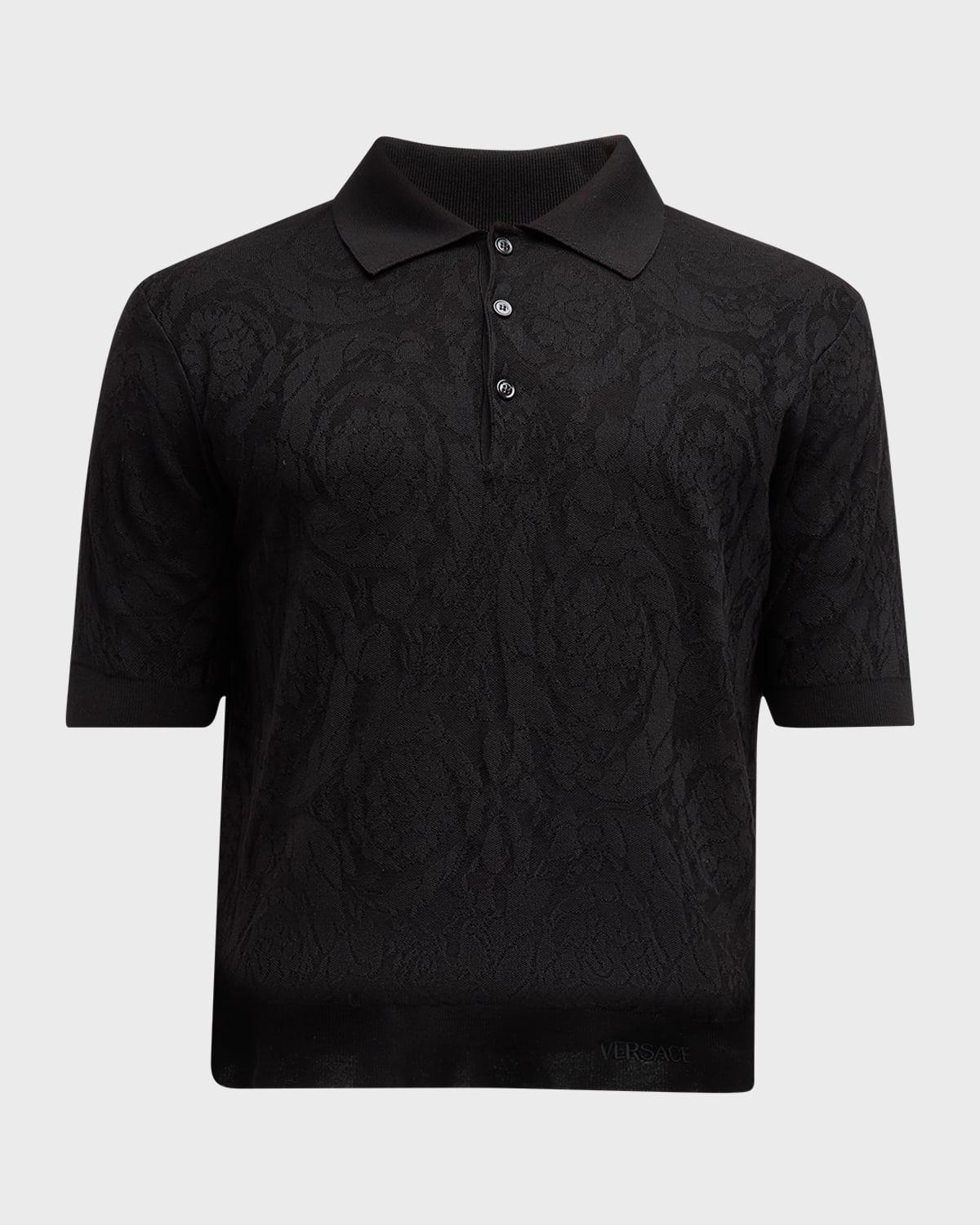 Mens Tonal Barocco Knit Polo Shirt Product Image