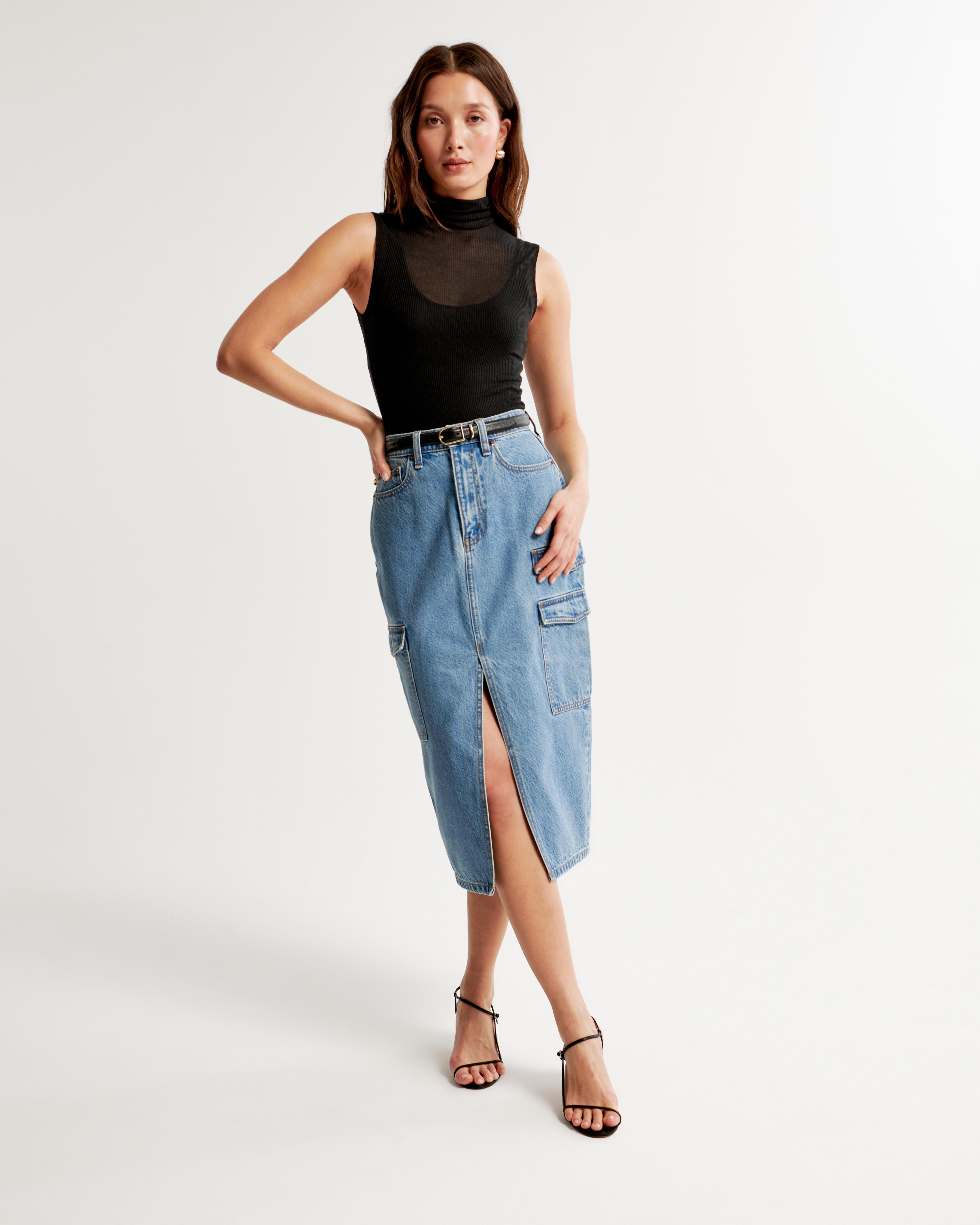 Denim Cargo Midi Skirt product image