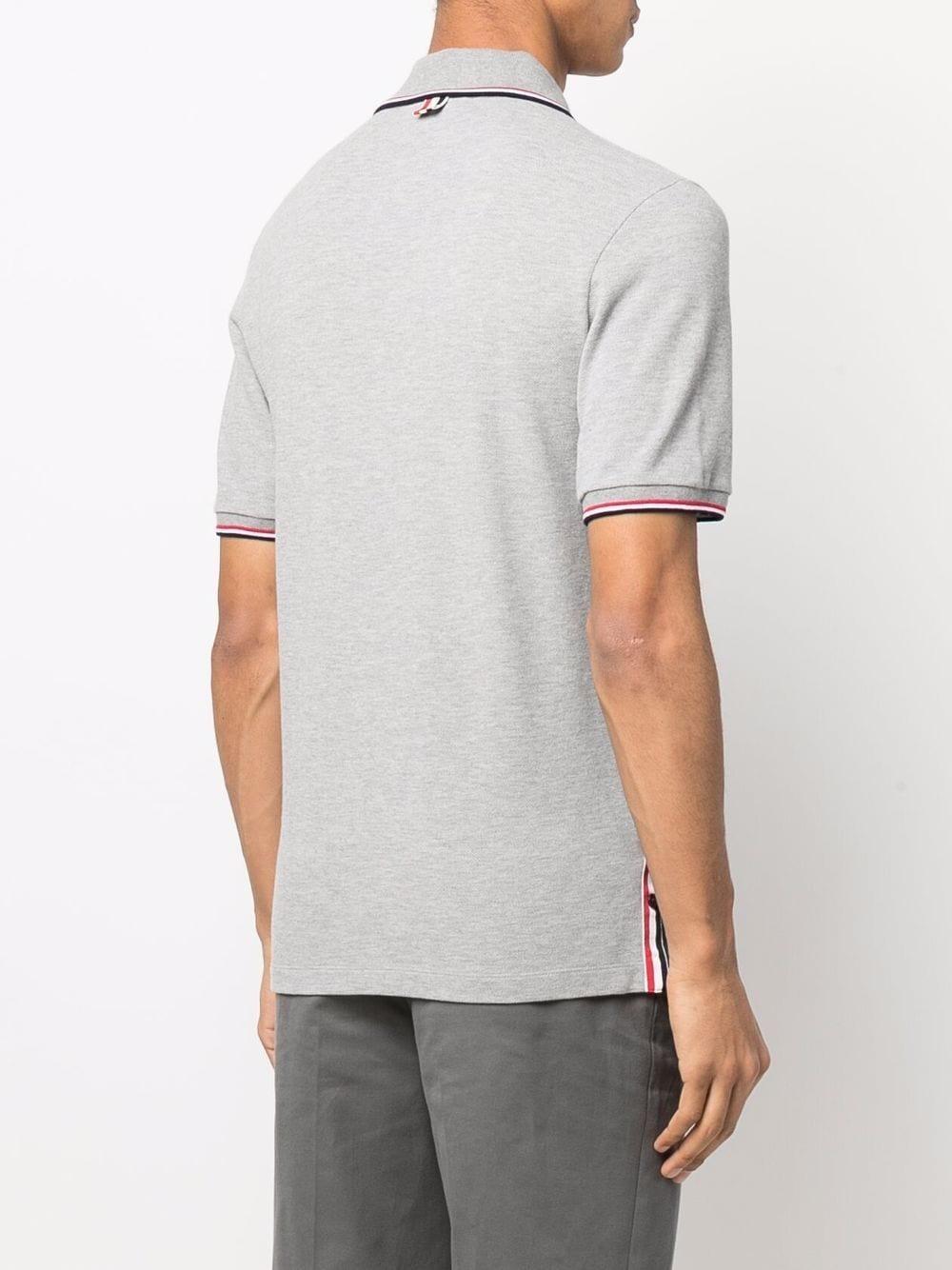 THOM BROWNE Tri-colour Stripe Polo Shirt In Grey Product Image