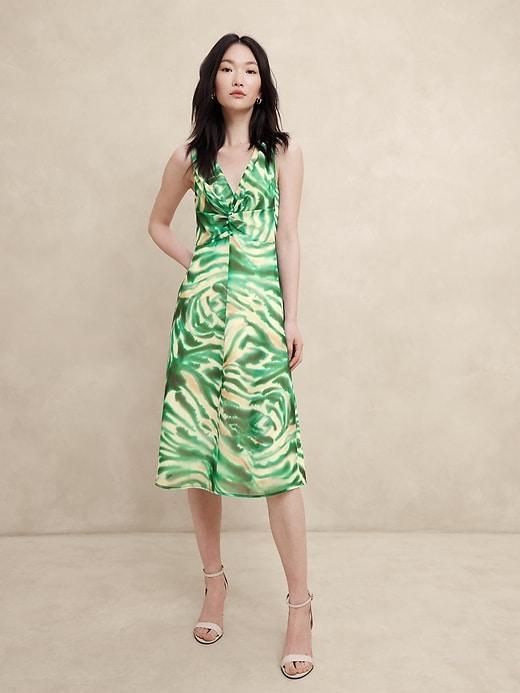 Chiffon Twist-Front Midi Dress Product Image