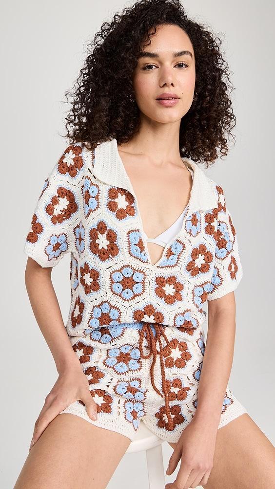 MINKPINK Dawn Flower Crochet Shirt | Shopbop Product Image