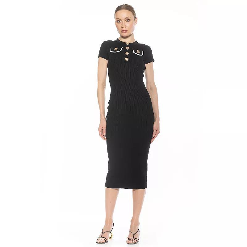 Womens ALEXIA ADMOR Rhys Ribbed Knit Short Sleeve Midi Dress Product Image