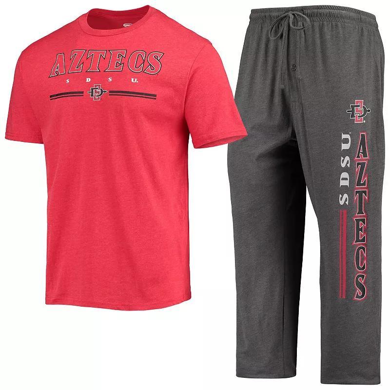 Mens Concepts Sport Heathered /Cardinal San Diego State Aztecs Meter T-Shirt & Pants Sleep Set Grey Product Image