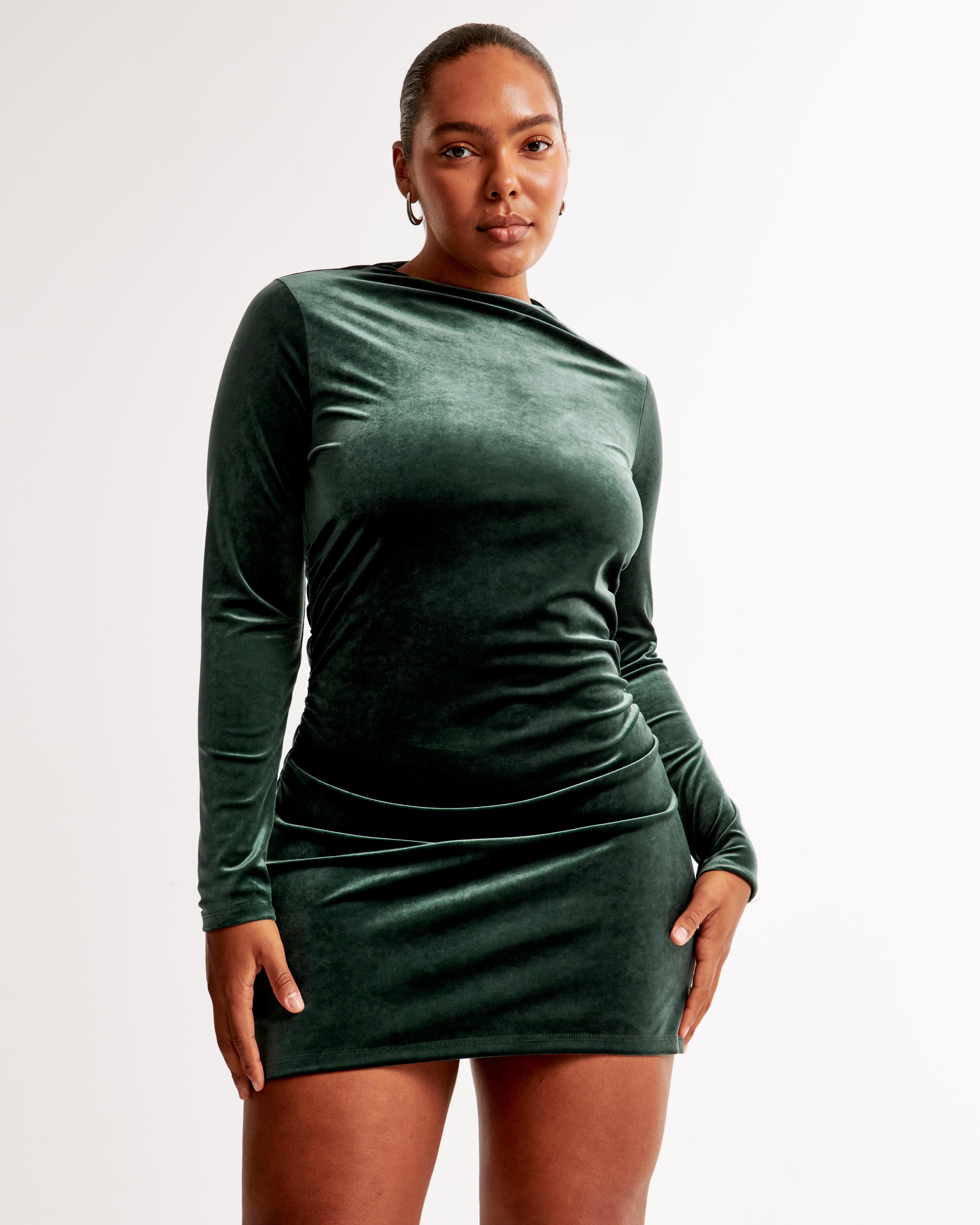 The A&F Paloma Long-Sleeve Velvet Mini Dress Product Image