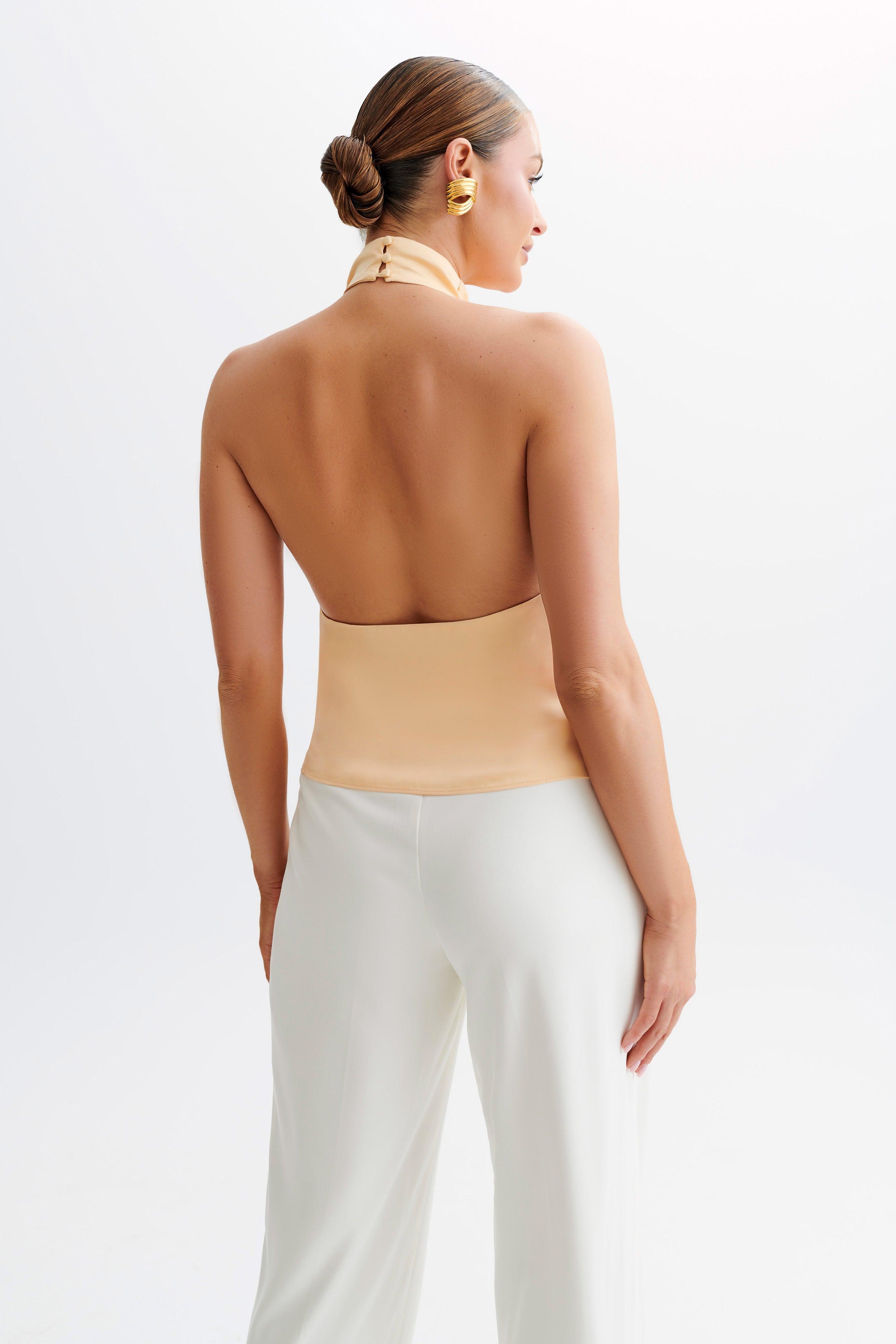 Seraphine Satin Halter Top - Peach Product Image