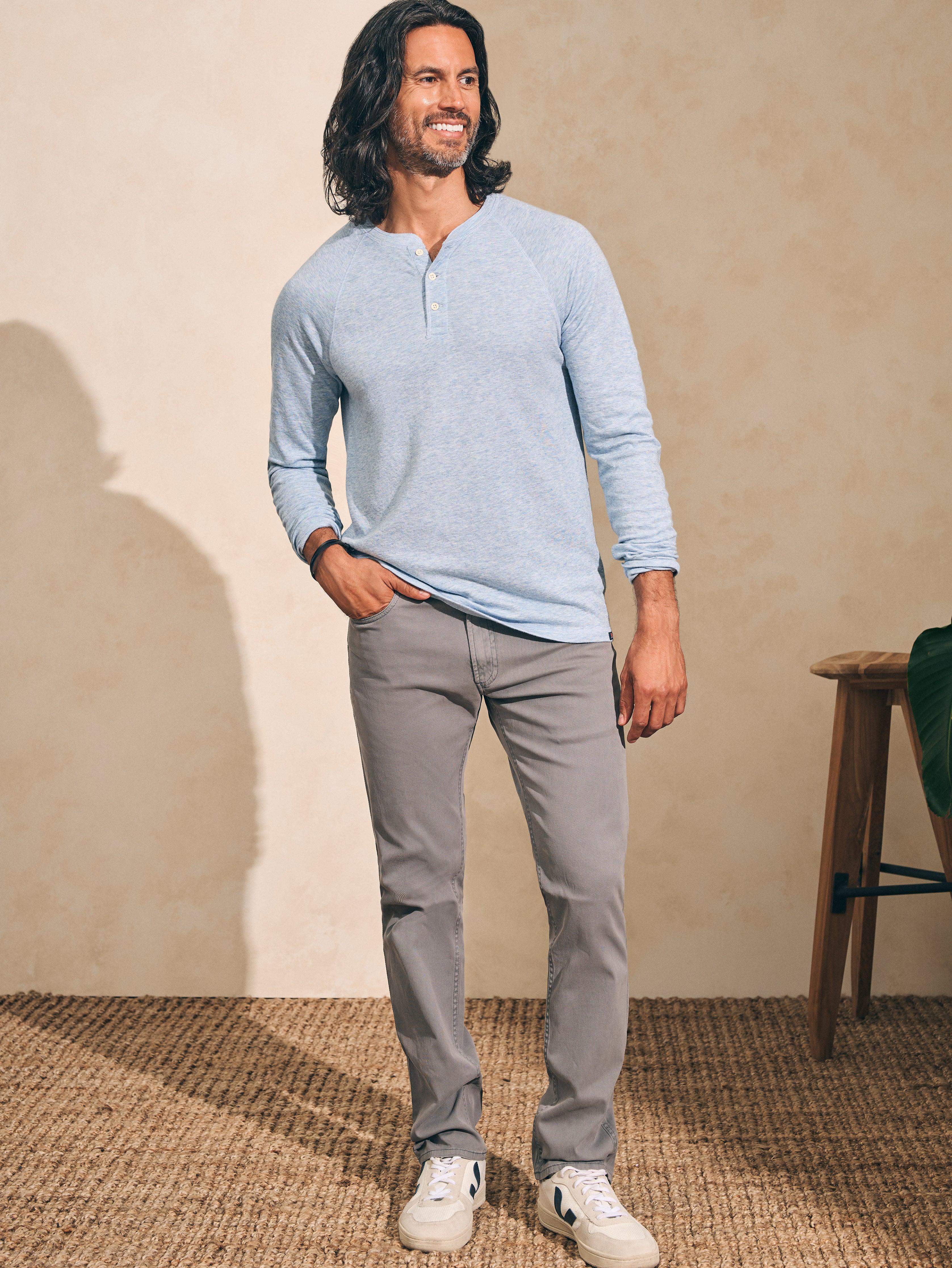 Long-Sleeve Newport Cloud Henley - Light Blue Heather Male Product Image