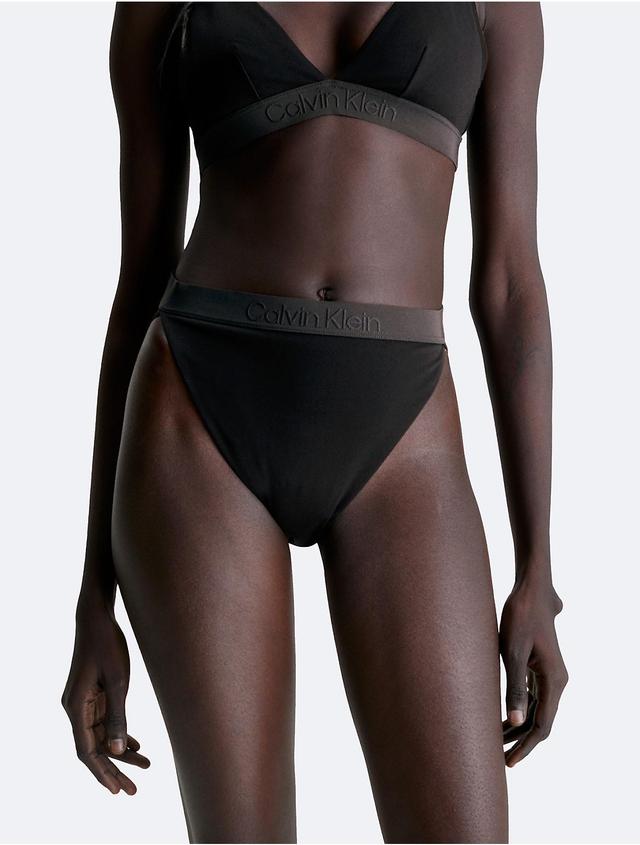 Calvin Klein Womens Core Tonal High Waist Bikini Bottom - Black - XS Product Image