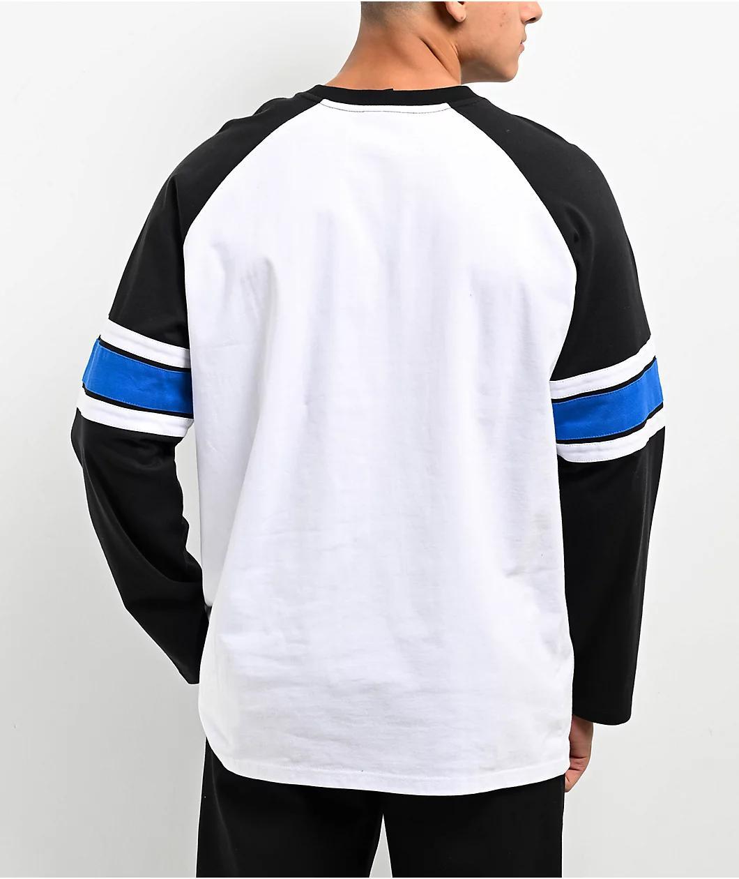 Adam Bomb Speed Bomb White & Black Long Sleeve Raglan T-Shirt Product Image