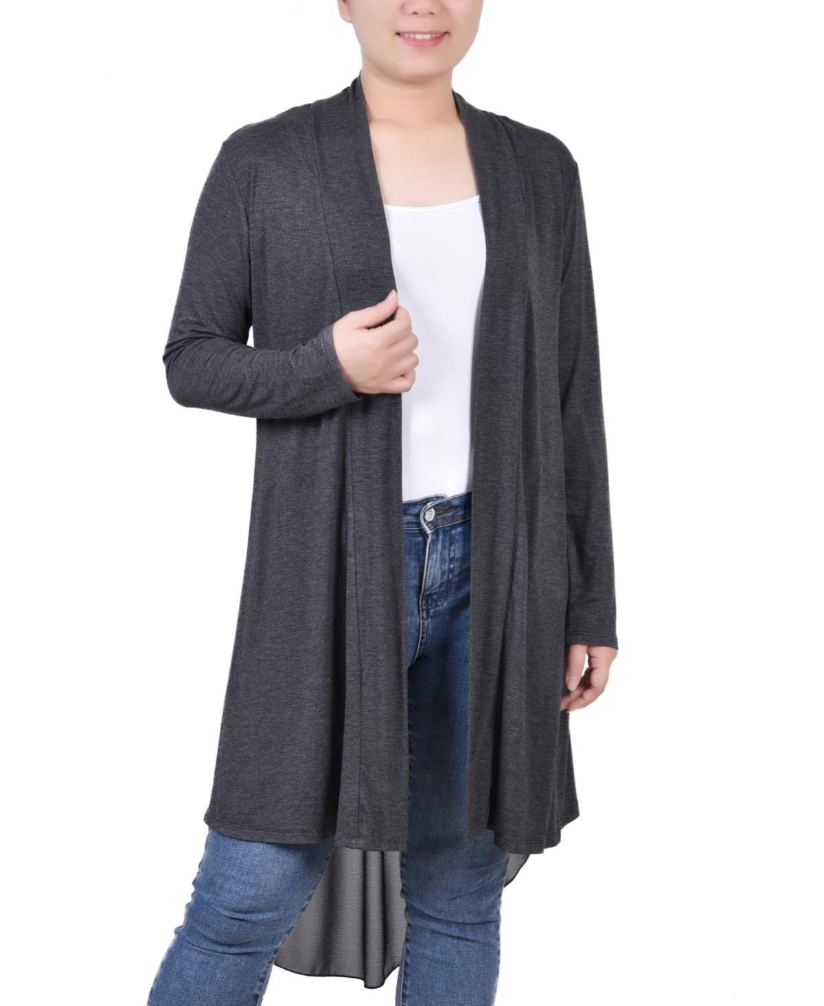 Ny Collection Womens Long Sleeve Knit Cardigan with Chiffon Back Product Image