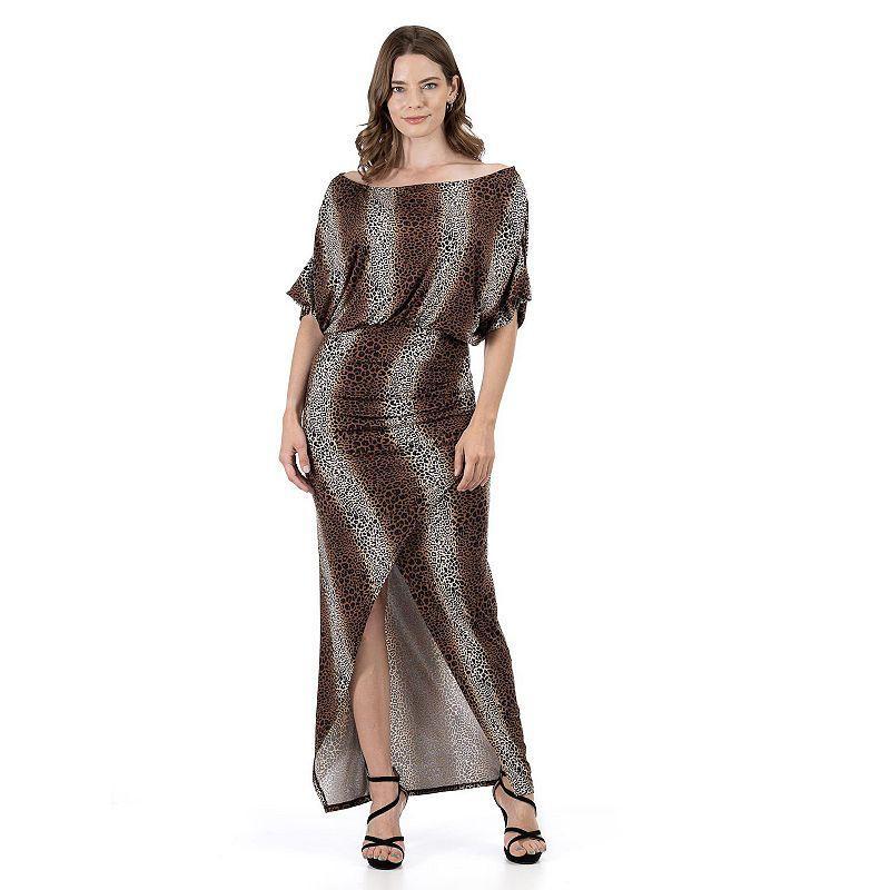 Womens 24Seven Comfort Apparel Long Sleeve V-Neck Side Slit Maxi Dress Product Image