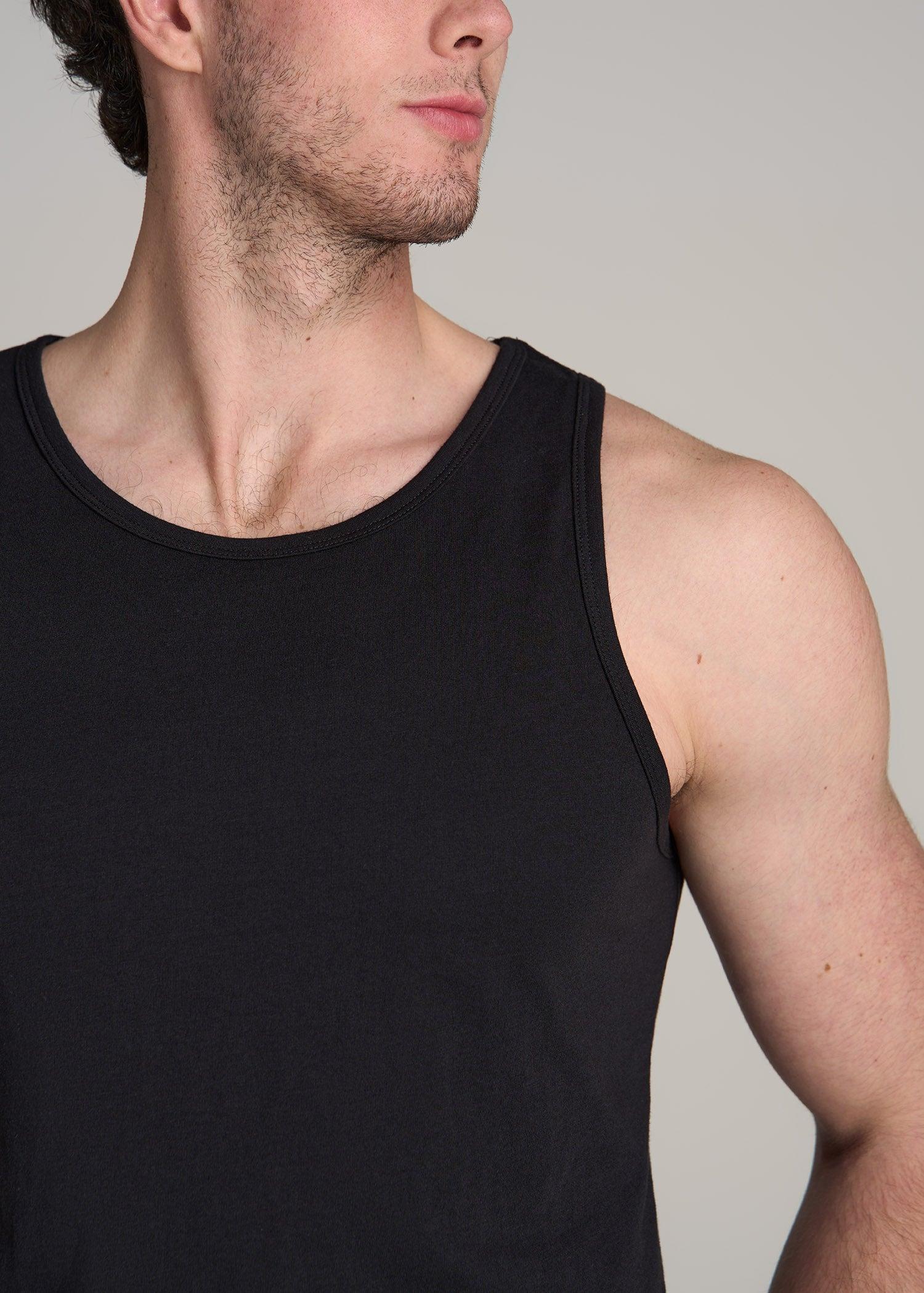 The Essentials: Men's Tall SLIM-FIT Beach Tank Top in Black Male Product Image