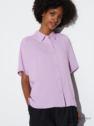 Womens Rayon Short-Sleeve Blouse Purple Medium UNIQLO US Product Image