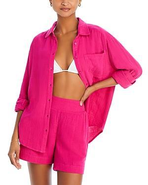 Echo Gauze Boyfriend Shirt Swim Cover-Up Product Image