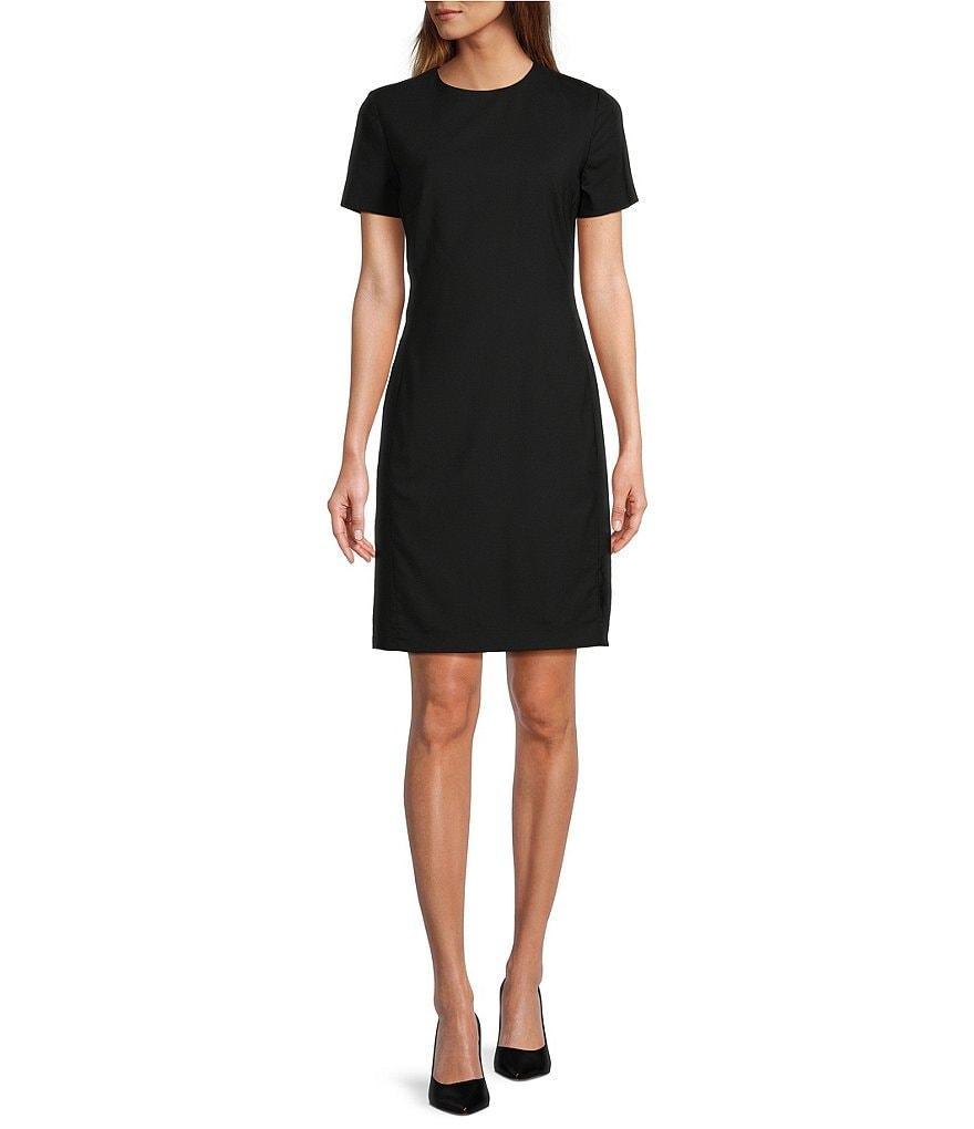 Antonio Melani Crissy Short Sleeve Crew Neck Stretch Woven Wool Blend Sheath Dress Product Image