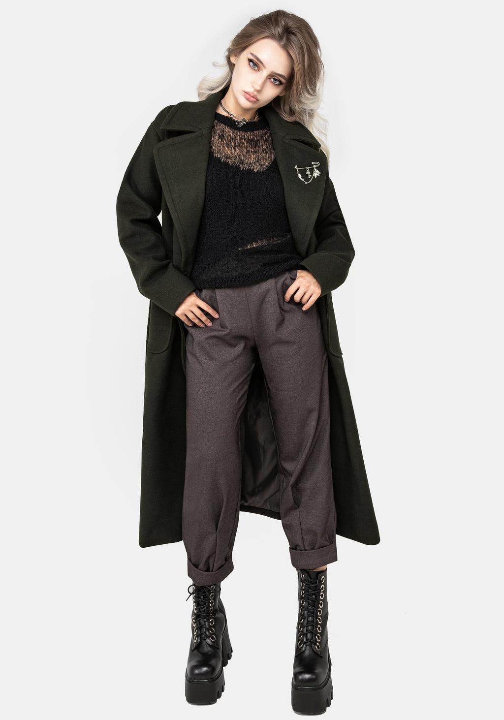 Meltdown Oversized Coat with Brooch - Green Product Image