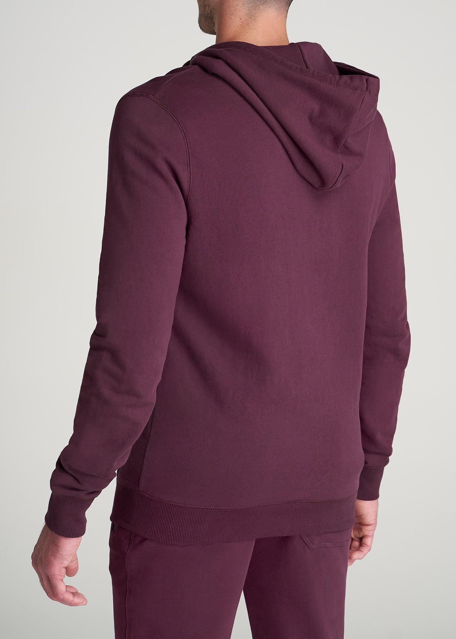 Wearever French Terry Full-Zip Men's Tall Hoodie in Maroon Product Image