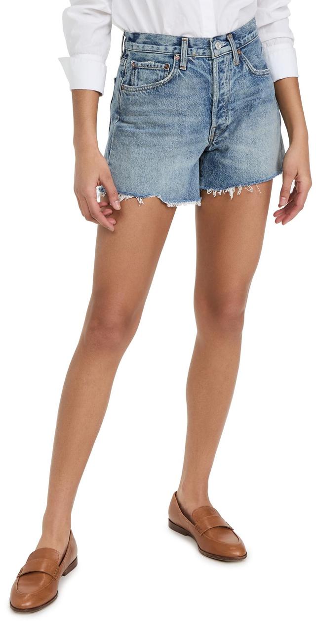 Womens Parker Mid-Rise Distressed Denim Shorts Product Image