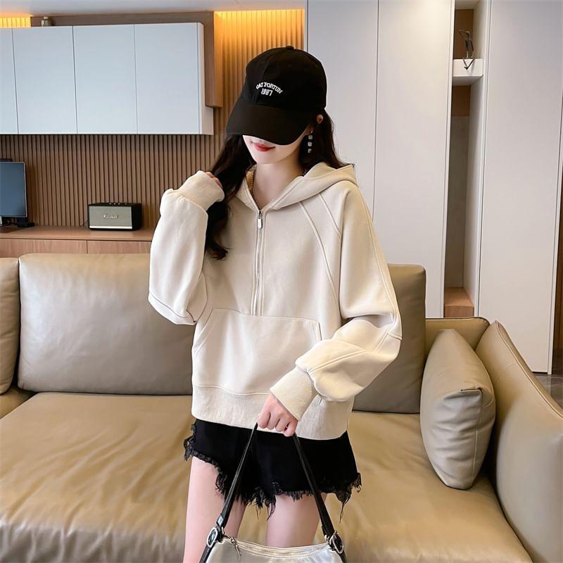 Plain Half-Zip Hoodie Product Image