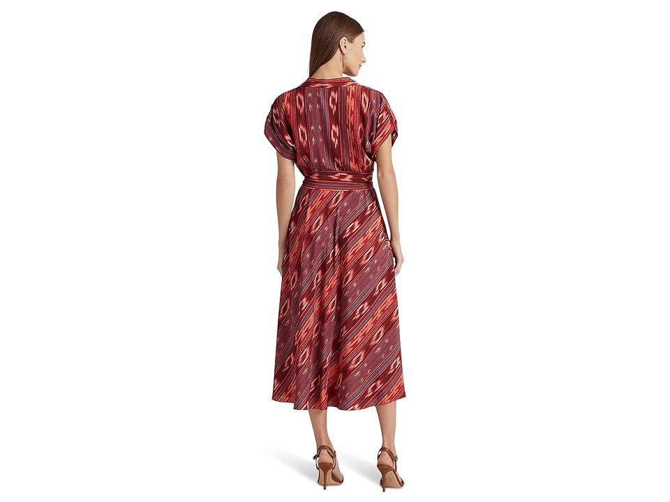 Lauren Ralph Lauren Women's Geometric Striped Belted Crepe Dress, 6 Product Image