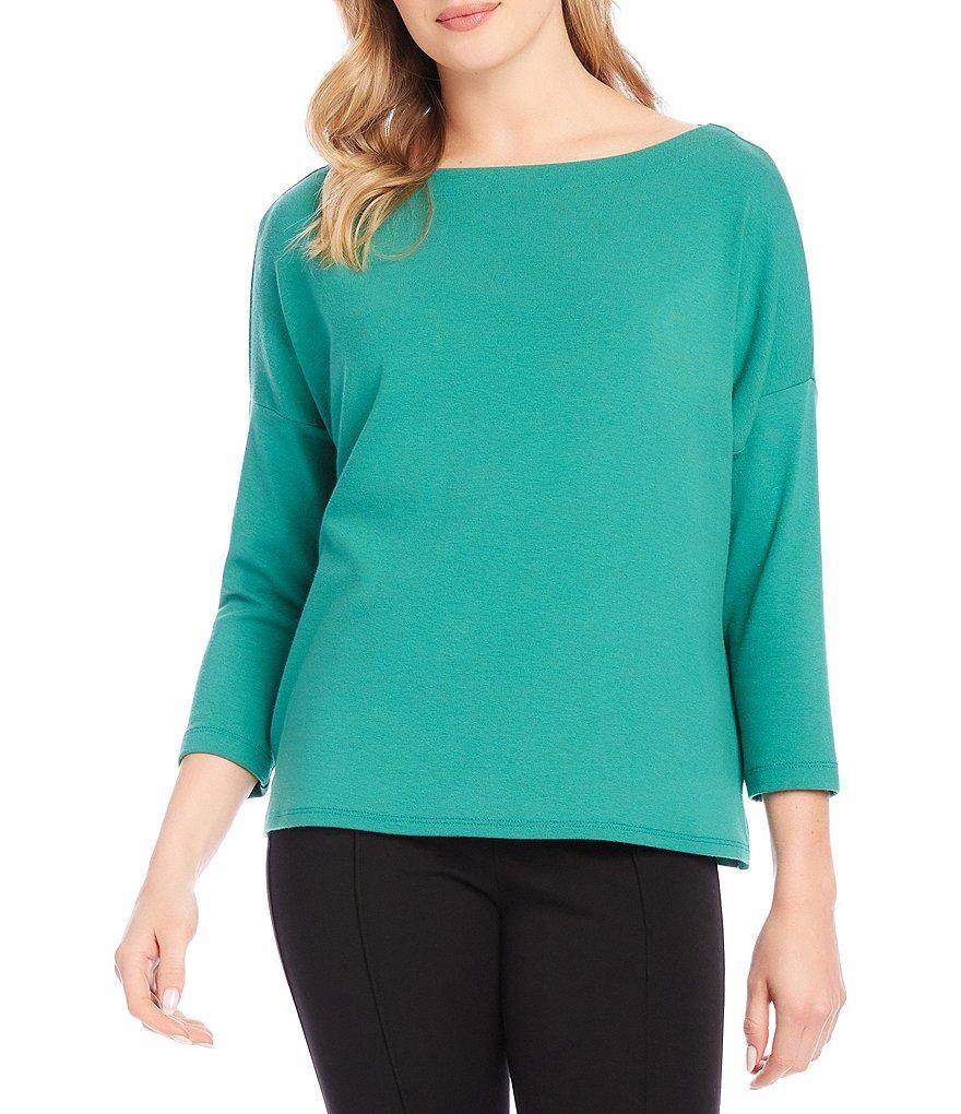 Karen Kane Petite Size Boat Neck 3/4 Sleeve Dropshoulder Top Product Image