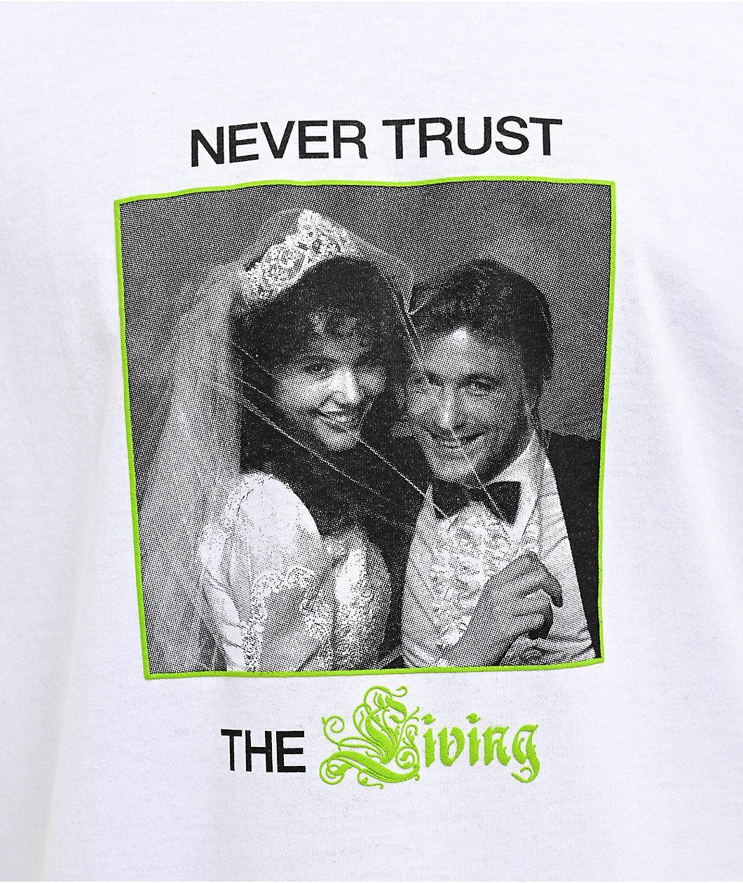 Welcome x Beetlejuice Never Trust The Living White T-Shirt Product Image