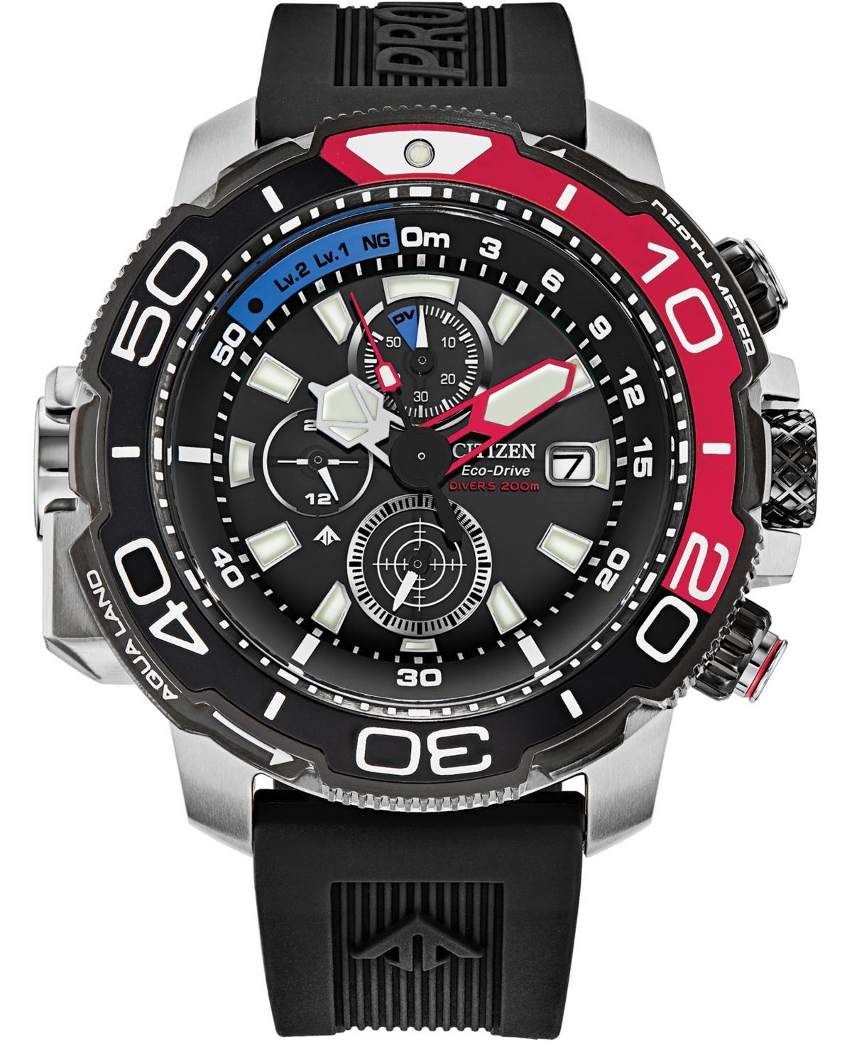 Men's Citizen Eco-DriveÂ® Promaster Aqualand Chronograph Strap Watch with Black Dial (Model: Bj2167-03E) Product Image