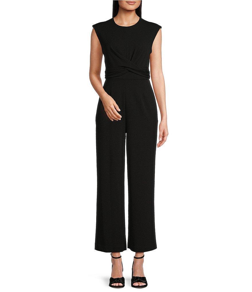 Calvin Klein Sleeveless Crew Neck Scuba Crepe Jumpsuit Product Image