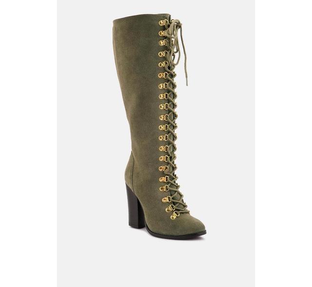 Street-slay Womens Antique Eyelets lace up Knee Boots Product Image