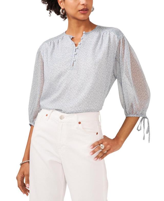 Women's Printed Pintuck 3/4-Sleeve Blouse Product Image