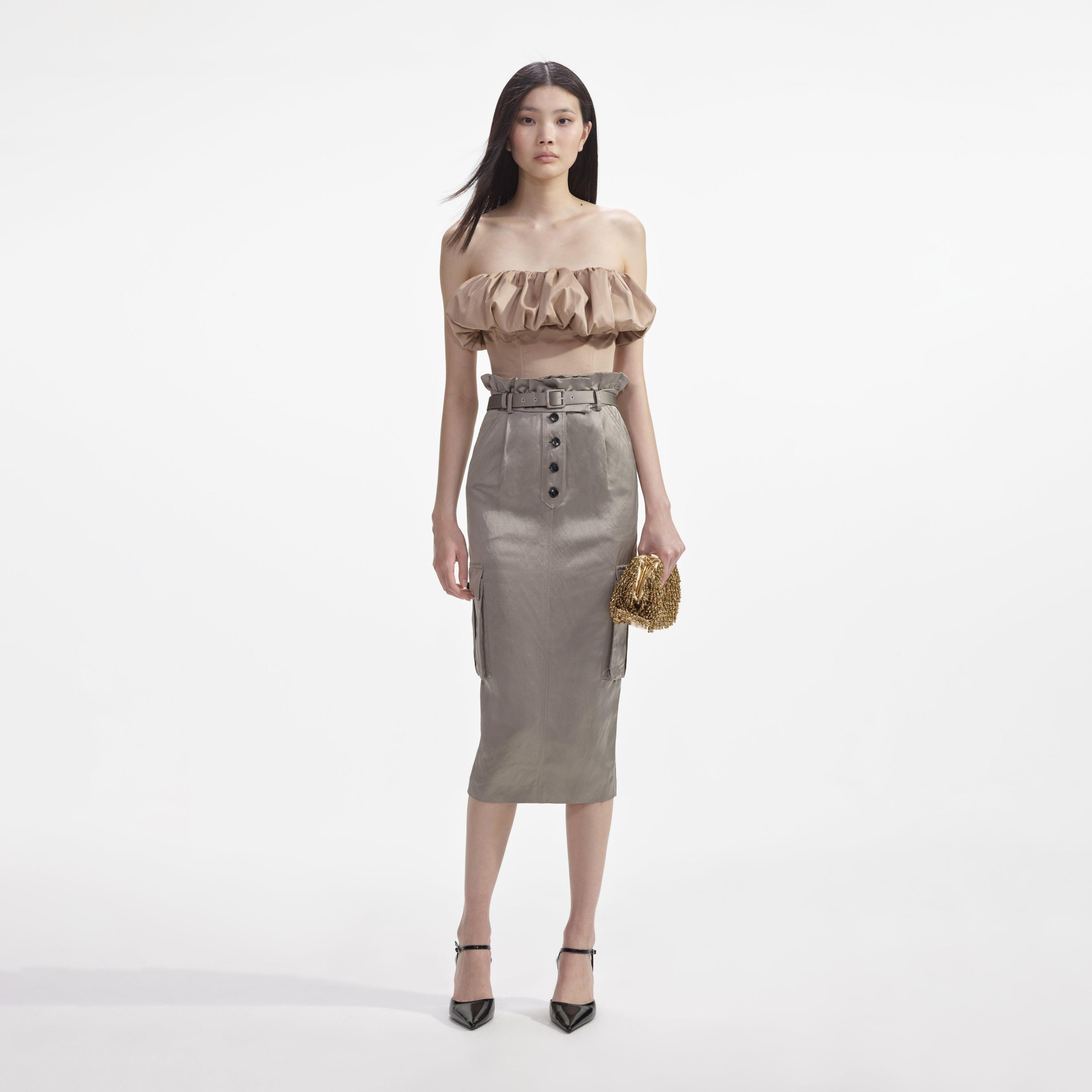 Beige Taffeta Bandeau Top product image