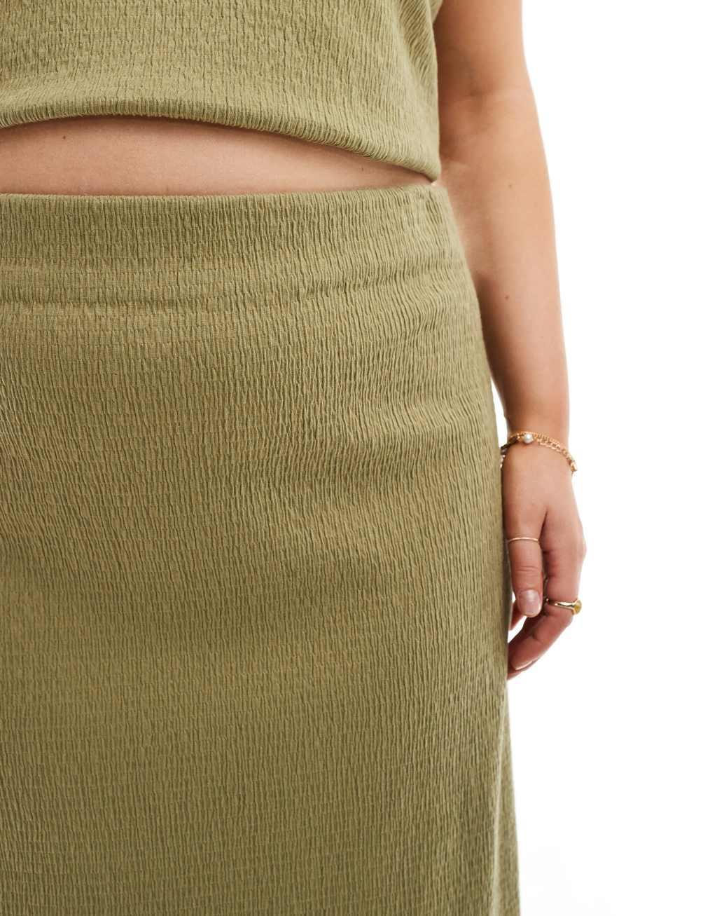 COLLUSION Plus textured maxi skirt in khaki - part of a set Product Image