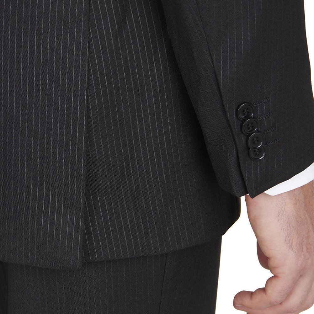 (46L) Modern Fit 2 Piece Pinstripe Suit 2 Button Black Product Image