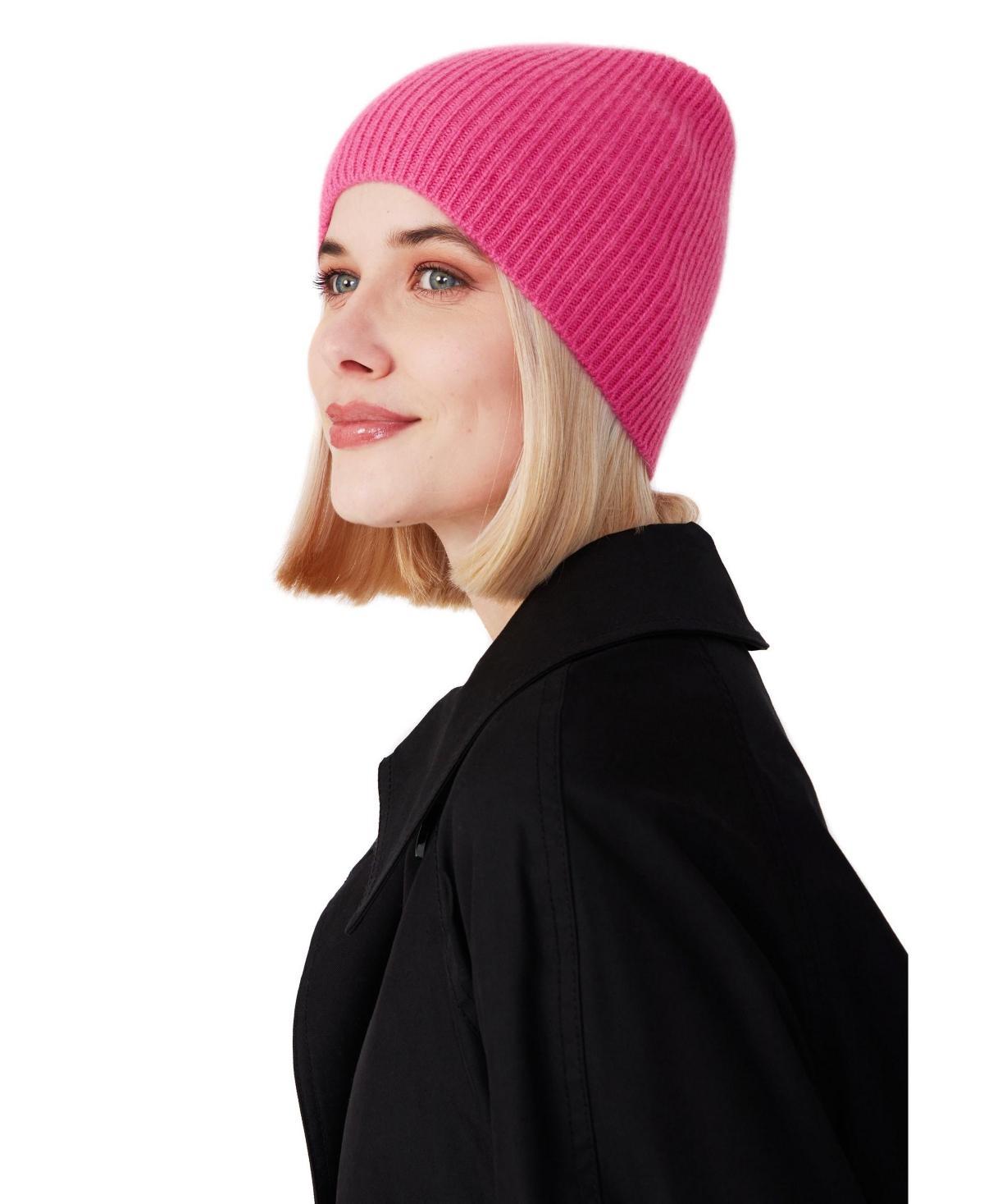 Style Republic Womens 100% Pure Cashmere Fully Ribbed Beanie Product Image