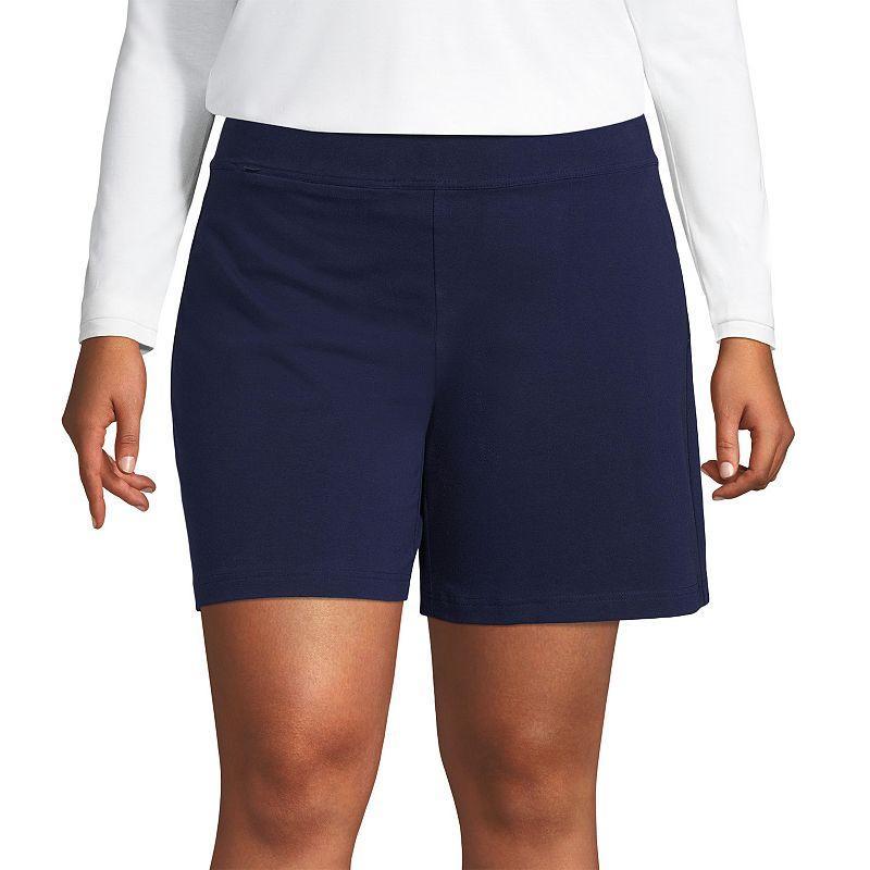 Plus Size Lands End Starfish Mid-Rise 7 Pull-On Shorts, Womens Dark Blue Product Image